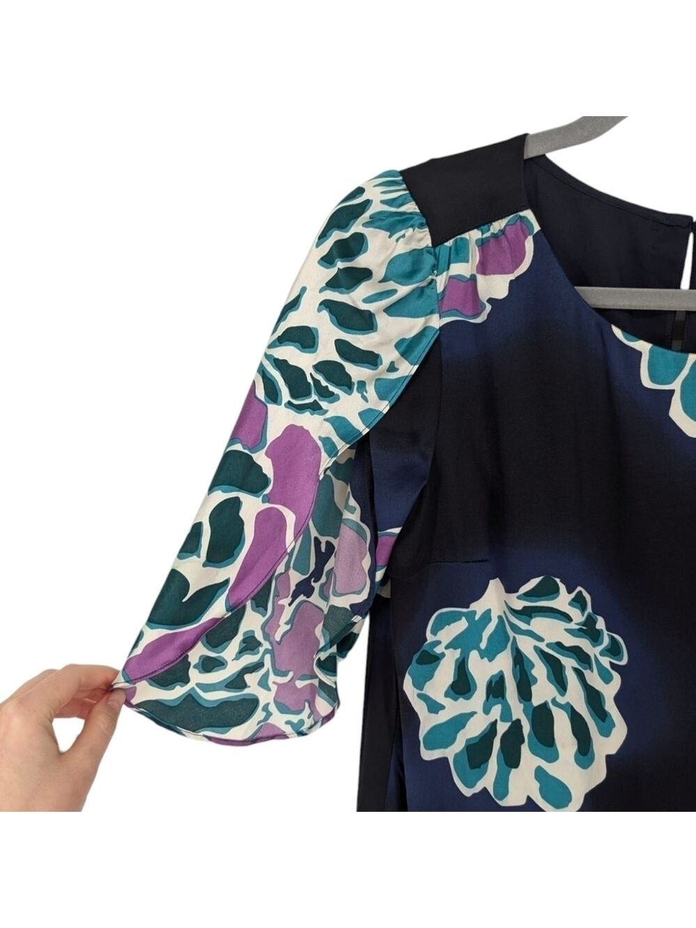Tibi New York 100% Silk Shift Mini Dress Black Floral 4 - Picture 3 of 9